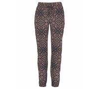 Jerseyhose LASCANA, Damen, Gr. 40, N-Gr, bunt (bedruckt), Jersey, Obermaterial: 100% Viskose, bedruckt, modisch, figurumspielend lang, Hosen, mit Alloverdruck und Taschen, gerade Beinform, Strandhose,