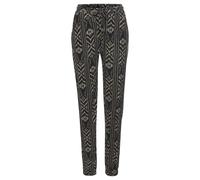 Jerseyhose LASCANA, Damen, Gr. 38, N-Gr, beige (schwarz, creme, bedruckt), Jersey, Obermaterial: 100% Viskose, bedruckt, Modisch, figurumspielend lang, Hosen, mit Ethnomuster und Taschen, Sommerhose (