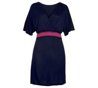 Jerseykleid LASCANA, Damen, Gr. 40, N-Gr, blau (marine), Jersey, Obermaterial: 100% Viskose, casual, figurumspielend kniefrei, V-Ausschnitt, Kurzarm, Kleider, mit breitem Bund, Sommerkleid in Wickelop
