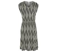 Jerseykleid LASCANA, Damen, Gr. 36, N-Gr, schwarz (schwarz, sand bedruckt), Jersey, Obermaterial: 100% Viskose, bedruckt, modisch, figurumspielend kniefrei, Rundhals, Kurzarm, Kleider, mit breitem Smo
