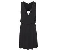 Jerseykleid LASCANA, Damen, Gr. 44, N-Gr, blau (schwarz weiß), Single Jersey, Obermaterial: 95% Viskose, 5% Elasthan, unifarben mit Farbeinsatz, figurumspielend kniefrei, Rundhals, Kleider Jerseykleid