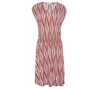 Jerseykleid LASCANA, Damen, Gr. 40, N-Gr, orange (terracotta, creme bedruckt), Jersey, Obermaterial: 100% Viskose, bedruckt, figurumspielend kniefrei, Rundhals, Kleider Jerseykleid, mit breitem Smokbu