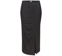 Jerseyrock LASCANA, Damen, Gr. 42, schwarz, Jersey, Obermaterial: 95% Viskose, 5% Elasthan, unifarben, modisch, figurbetont ca. Mitte Wade, Röcke, mit seitlicher Raffung und Schlitz, Midirock (2828664