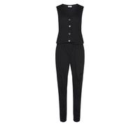 Jumpsuit LASCANA Gr. 46, N-Gr, schwarz Damen Overalls Strandoveralls und Knopfleiste vorne, bequemer Overall mit Taschen (55682037-46)