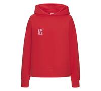 Kapuzensweatshirt LASCANA, Damen, Gr. 36/38, rot, flieder bedruckt, Sweatware, Obermaterial: 95% Baumwolle, 5% Elasthan, unifarben, bedruckt, casual, figurumspielend hüftlang, Rundhals, Langarm Rippbü