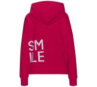 Kapuzensweatshirt LASCANA, Damen, Gr. 44/46, rot, flieder bedruckt, Sweatware, Obermaterial: 95% Baumwolle, 5% Elasthan, unifarben, bedruckt, casual, figurumspielend hüftlang, Rundhals, Langarm Rippbü