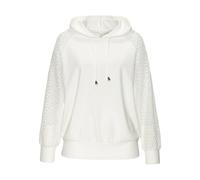 Kapuzensweatshirt LASCANA, Damen, Gr. 40/42, weiß, Stoff, Obermaterial: 50% Viskose, 44% Polyester, 6% Elasthan. Ärmel: 95% Polyester, 5% Elasthan, unifarben, figurumspielend hüftlang, Rundhals, Ragla