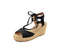 Keilsandalette LASCANA, Damen, Gr. 41, schwarz, Obermaterial: 100% Textilmaterial. Futter: 100% Lederimitat. Decksohle: 100% Textilmaterial. Laufsohle: 100% Synthetik, unifarben, casual, Schuhe, Sanda