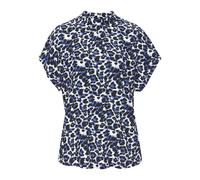 Kurzarmbluse LASCANA, Damen, Gr. 36, blau (blau leo), Web, Obermaterial: 100% Viskose, figurumspielend hüftlang, weit, Blusen, mit Alloverdruck, Damenbluse, sportlich elegant (56829932-36) blau leo