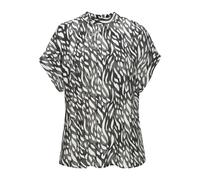 Kurzarmbluse LASCANA, Damen, Gr. 36, creme, graublau bedruckt, Web, Obermaterial: 100% Viskose, bedruckt, modisch, hüftlang, Kurzarm weit, Blusen, in lockerer Passform, Damenbluse, sportlich elegant,