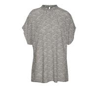 Kurzarmbluse LASCANA, Damen, Gr. 38, beige (creme, schwarz bedruckt), Web, Obermaterial: 100% Viskose, bedruckt, modisch, figurumspielend hüftlang, Kurzarm weit, Blusen, mit Alloverdruck, Damenbluse, 