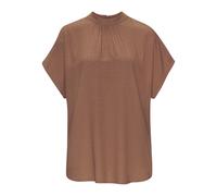 Kurzarmbluse LASCANA, Damen, Gr. 48, braun (nougat), Web, Obermaterial: 100% Viskose, unifarben, figurumspielend hüftlang, weit, Blusen, in lockerer Passform, Damenbluse, sportlich elegant, Topseller