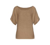 LASCANA Kurzarmpullover in luftigem Ajourstrick, camelfarben