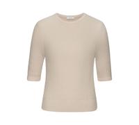 Kurzarmpullover LASCANA, Damen, Gr. 32/34, beige (sand), Rippstrick, Obermaterial: 80% Polyamid, 15% Viskose, 5% Polyester, unifarben, modisch, figurumspielend hüftlang, Rundhals, Kurzarm, Pullover, f
