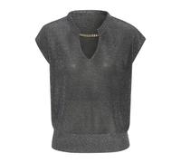 Kurzarmpullover LASCANA, Damen, Gr. 40/42, silber (schwarz, silberfarben), Glitzergarne, Obermaterial: 70% Polyester, 30% Polyamid, Glanzfaden, figurumspielend hüftlang, Rundhals, Pullover, aus Glitze