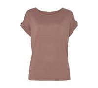 Kurzarmshirt LASCANA "mit Knopfdetail am Ärmelabschluss", Damen, Gr. 48/50, rosa (altrosa), Feinstrick, Obermaterial: 50% Viskose, 46% Polyester, 4% Elasthan, unifarben, Basic, bequem, Rundhals, Kurza