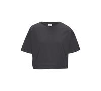 Kurzarmshirt LASCANA, Damen, Gr. M (40/42), anthrazit, Single Jersey, Obermaterial: 95% Baumwolle, 5% Elasthan, unifarben, lässig geschnitten bauchfrei, Rundhals, Shirts, mit kastigem Schnitt und Lage