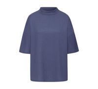 Kurzarmshirt LASCANA "mit Stehkragen", Damen, Gr. 48/50, blau, Crêpe, Obermaterial: 97% Polyester, 3% Elasthan, unifarben, lässig geschnitten, Shirts, aus bügelfreier Crêpe-Qualität (71300014-48) blau
