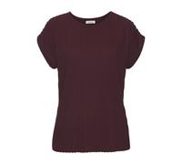 Kurzarmshirt LASCANA, Damen, Gr. 36/38, rot (bordeaux), Jersey, Obermaterial: 62% Polyester, 33% Viskose, 5% Elasthan, unifarben, figurumspielend hüftlang, Rundhals, Shirts, mit Biesenstruktur, bügelf