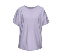 Kurzarmshirt LASCANA "mit Glitzersteinen", Damen, Gr. 36/38, lavendel, Single Jersey, Obermaterial: 50% Baumwolle, 50% Viskose (LENZING™ ECOVERO™), Glitzermuster, lässig geschnitten normal, Rundhals,