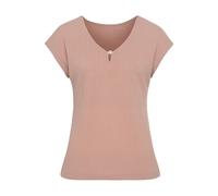 Kurzarmshirt LASCANA "mit Zierperle", Damen, Gr. 48/50, rosa (rose), Piqué, Obermaterial: 69% Polyester (REPREVE), 28% Viskose, 3% Elasthan, unifarben, bequem normal, Rundhals, angeschnitten normaler