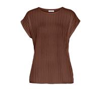 Kurzarmshirt LASCANA, Damen, Gr. 40/42, braun (rostbraun), Jersey, Obermaterial: 62% Polyester, 33% Viskose, 5% Elasthan, unifarben, casual, figurumspielend hüftlang, Rundhals, Kurzarm, Shirts, mit Bi