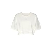 Kurzarmshirt LASCANA, Damen, Gr. L (44/46), beige (sand), Single Jersey, Obermaterial: 95% Baumwolle, 5% Elasthan, unifarben, lässig geschnitten bauchfrei, Rundhals, Shirts, mit kastigem Schnitt und L