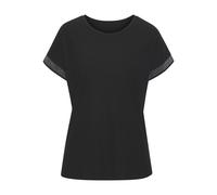 Kurzarmshirt LASCANA "mit glitzernem Strass-Design am Arm", Damen, Gr. 32/34, schwarz, Single Jersey, Obermaterial: 100% Baumwolle, unifarben, feminin, figurumspielend, Rundhals, Kurzarm, Shirts, aus 