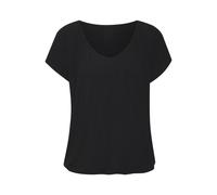 Kurzarmshirt LASCANA, Damen, Gr. 36/38, schwarz, Single Jersey, Obermaterial: 95% Viskose (LENZING ECOVERO), 5% Elasthan, unifarben, Basic, figurumspielend normal, V-Ausschnitt, Kurzarm angeschnitten,