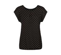 Kurzarmshirt LASCANA "mit Kellerfalte am Ausschnitt", Damen, Gr. 48/50, schwarz, Single Jersey, Obermaterial: 95% Viskose (LENZING™ ECOVERO™), 5% Elasthan, bedruckt, figurumspielend normal, Rundhals,