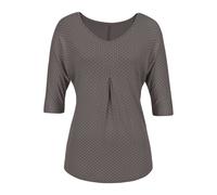 Kurzarmshirt LASCANA "mit Kellerfalte", Damen, Gr. 40/42, grau (taupe, gepunktet), Obermaterial: 96% Viskose, 4% Elasthan, gemustert, ausgestellt, V-Ausschnitt, Shirts, aus weichem Viskose-Stretch, To