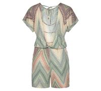 Kurzoverall LASCANA Gr. 42, N-Gr, bunt (grün, rostorange, aubergine, bedruckt), Damen, Obermaterial: 100% Viskose, bedruckt, Overalls, mit tiefem Rückenausschnitt und Alloverprint, sommerlicher Jumpsu