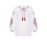 Langarmbluse LASCANA Gr. 34, bunt (weiß, rot, blau) Damen Blusen (84328856-34) weiß, rot, blau