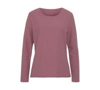 Langarmshirt LASCANA "mit Streifenstruktur", Damen, Gr. 40/42, lila (beere), Jersey, Obermaterial: 100% Baumwolle, unifarben, Basic, gerade normal, Rundhals, Shirts Langarmshirt, aus weicher Baumwoll-