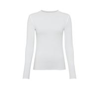 Langarmshirt LASCANA, Damen, Gr. 36/38, beige (creme), Rippware, Obermaterial: 95% Viskose, 5% Elasthan, unifarben, gerade hüftlang, gewellter Abschluss, Shirts Langarmshirt, aus weicher Rippware, Ste