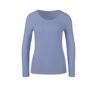 Langarmshirt LASCANA "in modischer Piqué-Optik", Damen, Gr. 32/34, blau (hellblau), Piqué, Obermaterial: 69% Polyester (REPREVE), 28% Viskose, 3% Elasthan, unifarben, Basic, Basic schmal, Rundhals, Sh