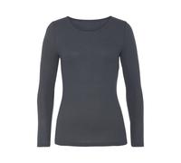Langarmshirt LASCANA "in modischer Piqué-Optik", Damen, Gr. 32/34, blau (navy), Piquu00e9, Obermaterial: 69% Polyester (REPREVE), 28% Viskose, 3% Elasthan, unifarben, Basic, Basic schmal, Rundhals, La