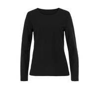 Langarmshirt LASCANA "mit Streifenstruktur", Damen, Gr. 32/34, schwarz, Jersey, Obermaterial: 100% Baumwolle, unifarben, Basic, gerade normal, Rundhals, Langarm, Shirts, aus weicher Baumwoll-Qualität
