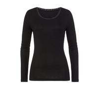 Langarmshirt LASCANA "mit zarter Spitze am Ausschnitt" Gr. 32/34, schwarz Damen Shirts (14476526-32) schwarz