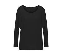 Langarmshirt LASCANA "mit Fledermausärmeln", Damen, Gr. 44/46, schwarz, Feinstrick, Obermaterial: 50% Viskose (LENZING™ ECOVERO™), 46% Polyester, 4% Elasthan, unifarben, lässig geschnitten normal, Run