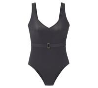 Badeanzug LASCANA, Damen, Gr. 40, Cup C/D, grau (anthrazit), Obermaterial: 82% Polyamid, 18% Elasthan. Futter: 100% Polyester, Badeanzüge Badeanzug, Mit goldfarbener Schnalle (77899740-40) anthrazit