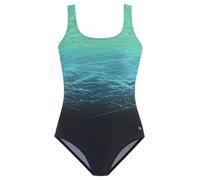 Badeanzug LASCANA, Damen, Gr. 38, Cup E, blau (schwarz, grün), Polyamid, Farbverlauf, Badeanzüge, mit Batikprint und Shaping-Effekt, Topseller (32526315-38) schwarz, grün
