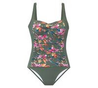 Badeanzug LASCANA "Malia", Damen, Gr. 40, Cup E, oliv bedruckt, Microfaser, Obermaterial: 84% Polyamid, 16% Elasthan. Miedereinsatz: 82% Polyamid, 18% Elasthan. Wattierung: 100% Polyester, Badeanzüge