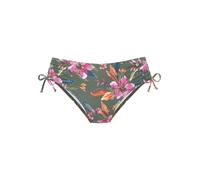 Bikini-Hose LASCANA "Malia", Damen, Gr. 40, N-Gr, oliv bedruckt, Microfaser, Microfaser, Polyamid, bedruckt, geblümt, Badehosen Bikini-Hose, mit seitlicher Raffung mit tropischem Print (86395918-40) o