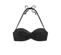 Lascana Damen Bügel-Bandeau-Top Italy mit wattierten Cups und seitlichen Stäbchen Schwarz 40C