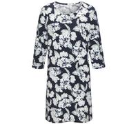 Nachthemd LASCANA, Damen, Gr. 32/34, N-Gr, blau (blau, gemustert), Single Jersey, Obermaterial: 50% Baumwolle, 45% Viskose, 5% Elasthan, geblümt, modisch, figurumspielend ca. Mitte Oberschenkel, Rundh