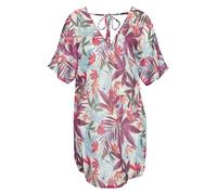 Chiffontunika LASCANA, Damen, Gr. 38, blau (sand bedruckt), Chiffon, Obermaterial: 100% Polyester, bedruckt, figurumspielend mini, V-Ausschnitt, Tuniken, mit Alloverprint, leicht transparente Strandtu