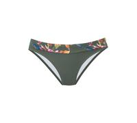 Bikini-Hose LASCANA "Malia", Damen, Gr. 44, N-Gr, oliv bedruckt, Microfaser, Microfaser, Polyamid, bedruckt, floral, Badehosen Bikini-Hose, mit Umschlagbund mit tropischem Print (89880063-44) oliv bed