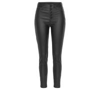 Lederimitathose LASCANA, Damen, Gr. 44, N-Gr, schwarz, Jersey, Obermaterial: 77% Viskose, 20% Polyamid, 3% Elasthan, leicht glänzend, unifarben, figurbetont knöchelfrei, Hosen, mit sichtbarer Knopflei