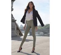 Leggings LASCANA Gr. 36/38, N-Gr, grau (grau gemustert), Damen, Obermaterial: 48% Polyester, 34% Polyamid, 15% Viskose, 3% Elasthan, kariert, Hosen, mit klassischem Karomuster, Gesäßtaschen, elegant, 